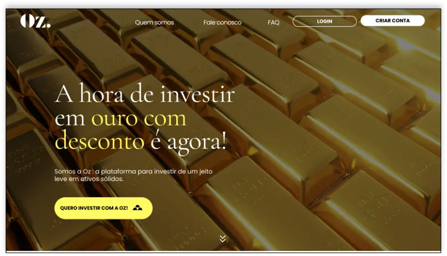 Plataforma Oz. de tokenização de ouro físico